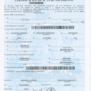 certificación de acta de nacimiento