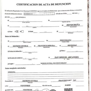certificado acta de defunción